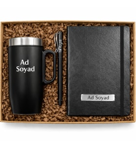 Kişiye Özel İsimli Defter Kalem ve Çelik Kupa Hediye Seti – 260 ML Termos Kupa