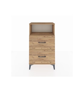 Arges Komodin Tek Raflı 2 Çekmeceli 60x30x106 Çam-Çam