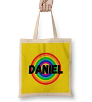 Daniel Name personalized Custom Vintage Retro Rainbow Design Gift Baby-Gift For Him Bez Çanta Uzun Saplı