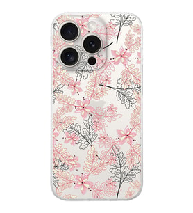 PrintiFy Apple iPhone 15 Pro Uyumlu Kamera Korumalı Floral Kırmızı Tasarımlı Şeffaf Silikon Kılıf