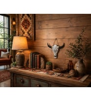 Rustic Heritage Dekoratif Boğa Kafası Duvar Süsü El Yapımı Eskitme Western Dekor 23x27 Cm Askılı