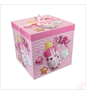 Kapaklı, Katlanır Demonte Karton Kutu, 30cm - Biberon & Pembe (STD)