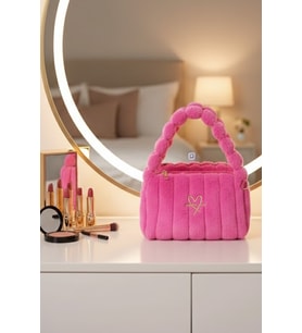 Caş Dekorasyon Pembe Renk Peluş Makyaj Çantası