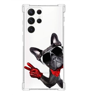 PrintiFy Samsung Galaxy S21 Ultra Uyumlu Köpek 2 Baskılı Şeffaf Köşe Korumalı Antişok Kılıf