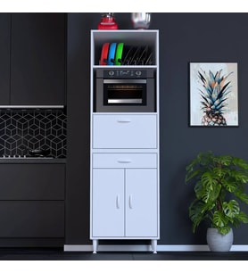 Modilayn ENNET: 60x194.6x48 cm Fırın / Mikrodalga Dolabı 1 Çekmece, 3 Kapaklı. Mutfağınıza Yer Açın!