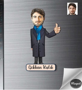 Kişiye Özel İş Adamı Ahşap Magnet -8