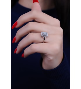 ENCİLİ SİLVER 925 Ayar Gümüş Zirkon Taşlı Baget Model Kadın Yüzük