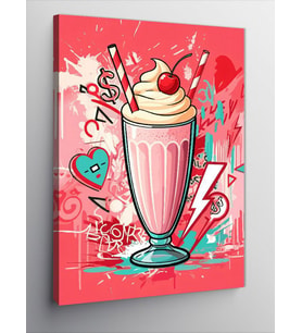 Kanvas Tablo Çilekli Milkshake