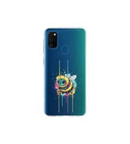 Samsung Galaxy M30S ile uyumlu Splash arı tasarımlı şeffaf silikon kılıf
