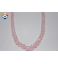 Pembe Kuvars Taşı Faset Kesim YARIM Dizi 8mm (18cm uzunluğundadır)