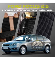 Ford Focus 2.5 Siyah Renk Tay Tüyü Cepli & Terletmez Sırtlı Oto Koltuk Minder Seti - Koltuk Koruma Kılıfı (ÖN & ARKA TAM SET)