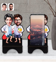 BK Gift Kişiye Özel Kankalar Karikatürlü Ahşap Biblo Telefon Standı-2