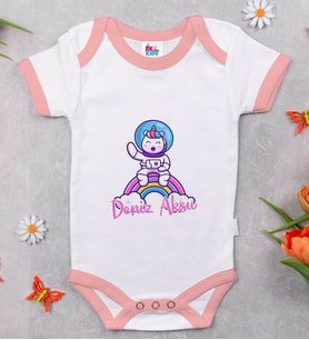 BK Kids Kişiye Özel Pembe Bebek Body Zıbın - Model 191