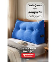 Yatak Başı Yastığı Sırt ve Bel Destek Yastığı 140 cm Yaslanma ve Dinlenme Yastığı (Mavi)