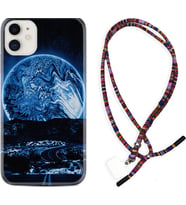 Apple iPhone 11 12 13 Mini Kılıf Boyun Asklı Rasta Silikon Mavi Gece 1605