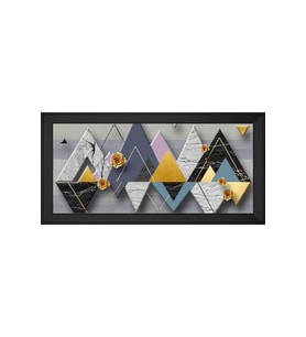 Soyut Şekiller Motifli Kanvas Tablo 80 x 110 cm Siyah Çerçeve