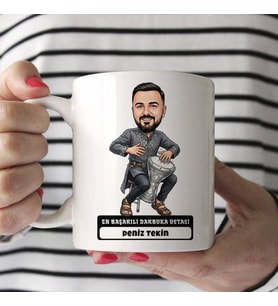 Darbuka Ustası Müzisyen Erkek Karikatürlü Kupa Bardak