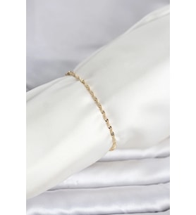 CM 14K Gold Renk Yassı Ezme Burgu Model Kadın Bileklik
