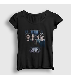 Presmono Kadın Siyah Poster V2 Dizi Teen Wolf T-Shirt 338422tt