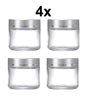 4 Adet 50 ml Boş Şeffaf Cam Seyahat Krem ve Organizer Kavanozu Kozmetik Kutu