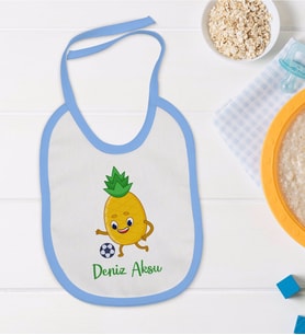 BK Kids Kişiye Özel Mavi Bebek Mama Önlüğü - Model 200