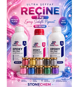 Ultra Şeffaf Epoksi Reçine 3 Kg 10x15 Ml Parlak Sedefli Pigment Seti