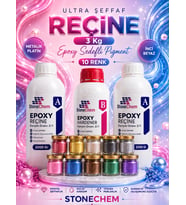 Ultra Şeffaf Epoksi Reçine 3 Kg 10x15 Ml Parlak Sedefli Pigment Seti