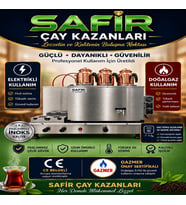 SAFİR 3 GÖZLÜ İNOKS ÇAY KAZANI ELEKTRİKLİ VE DOĞALGAZLI TERMOKULP VENTİL GAZ VANASI SİSTEMLİ CE BELGELİ GAZMER AÇILIŞ ONAYLI INOX ÇAY OCAĞI KAZANI ÇAY SEMAVERİ