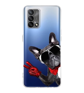 PrintiFy Oppo A74 4G ile Uyumlu Köpek 2 Kamera Korumalı Şeffaf Kılıf
