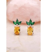 Ananas Rodyumlu Mini Gümüş Küpe 5400