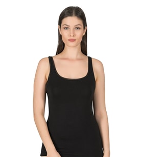 Kadın Likralı Tül Biyeli Pamuklu Modal Atlet  Siyah K25493