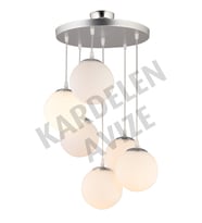 Sarkıt Tepsi Krom 6'li Beyaz Glop Camlı Lüks Avize