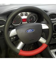 DİKİŞLİ DİREKSİYON KILIFI SİYAH DERİ KIRMIZI DERİ KIRMIZI DİKİŞLİ FORD FOCUS İÇİN