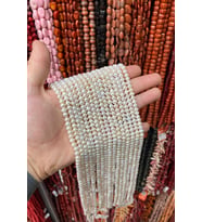 İnci Doğal Taş Beyaz Rondela Kesim 6.5mm Dizi