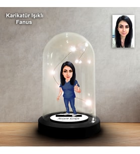 KİŞİYE ÖZEL HEMŞİRE TASARIMLI IŞIKLI KARİKATÜR FANUS BİBLO FN176