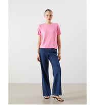LCW Jeans İndigo Beli Lastikli Çizgili Wideleg Kadın Jean Pantolon