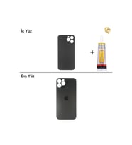 iPhone 12 pro max Grafit Arka Kapak Arka Cam Batarya Kapağı Lazer Kesim Kapak Pil Kapağı + B-7000 Yapıştırıcı