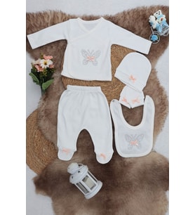 Sema Baby 5 Parça Hastane Çıkışı Zıbın Seti 0-3 Ay - Butterfly