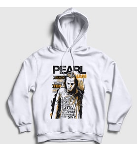 Presmono Unisex Beyaz Star Pearl Jam Kapüşonlu Sweatshirt 74372tt