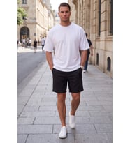 DeepSEA Erkek %100 Pamuk Oversize Geniş Kesim Bisiklet Yaka Basic Beyaz Tişört 2604362