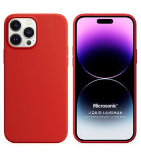 Microsonic Apple iPhone 14 Pro Max Kılıf Liquid Lansman Silikon Kırmızı