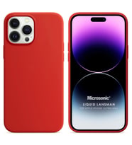 Microsonic Apple iPhone 14 Pro Max Kılıf Liquid Lansman Silikon Kırmızı