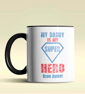 Kişiye Özel My Daddy is My Hero Tasarımlı Siyah Kupa Bardak (Siyah)