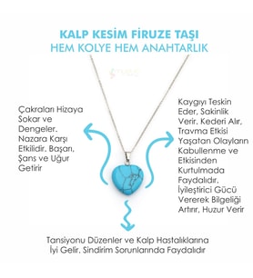 Doğal Taş FİRUZE TAŞI Kalp Kesim İster Kolye İster Anahtarlık