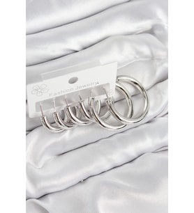 Pirinç Halka Model Gümüş Renk Kadın Set Küpe 5886 - HPSBYI3602-9247
