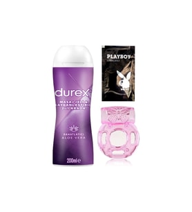 Durex Aloe Vera 2'si 1 Arada Masaj & Kayganlaştırıcılı Özellikli Jel + Penisinize Titreşimli Halka + Hediye