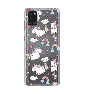 Samsung Galaxy A21S Uyumlu Unicorn Tasarımlı Şeffaf Telefon Kılıfı
