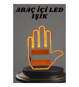 Mey İthalat® El Orta Parmak Led Kumandalı Araç İçi Reflektör Arka Cam El Simgesi