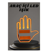 Mey İthalat® El Orta Parmak Led Kumandalı Araç İçi Reflektör Arka Cam El Simgesi