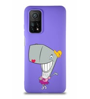 Xiaomi Mi 10T Pro Soft Premier Kapak Pearl Yengeç Tasarımlı Silikon Kılıf - Mor (Şeffaf)